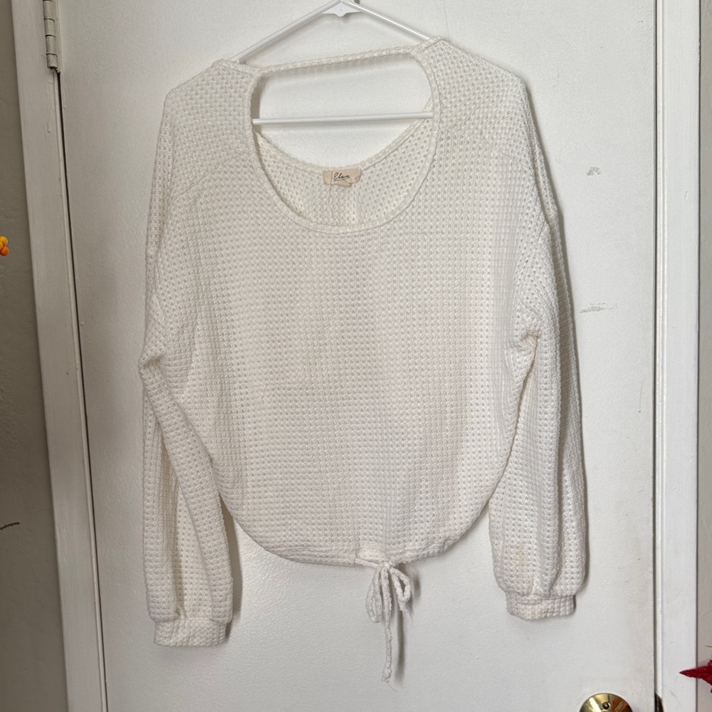 Elan Cream Textured Knit Top